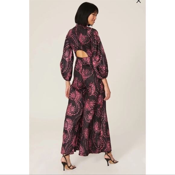 Kahindo Luo Tie Dye Wide Leg Long Sleeve Fireworks Jumpsuit Size 6 - Picture 3 of 10